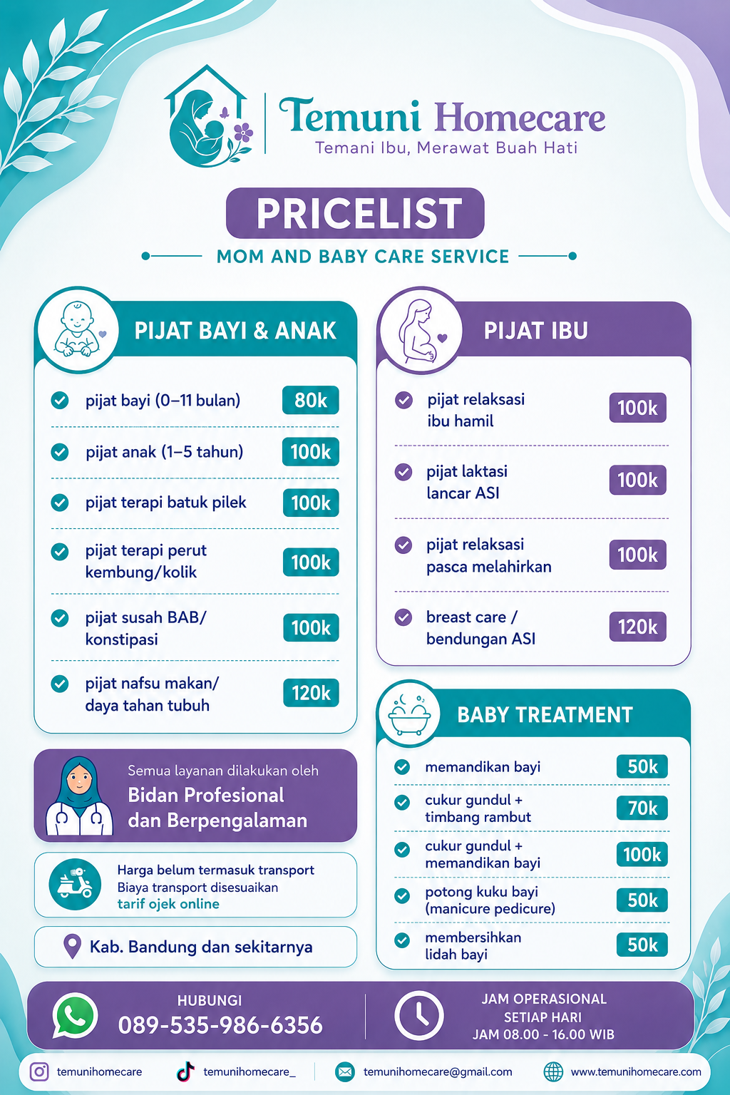 Pricelist resmi Temuni Homecare